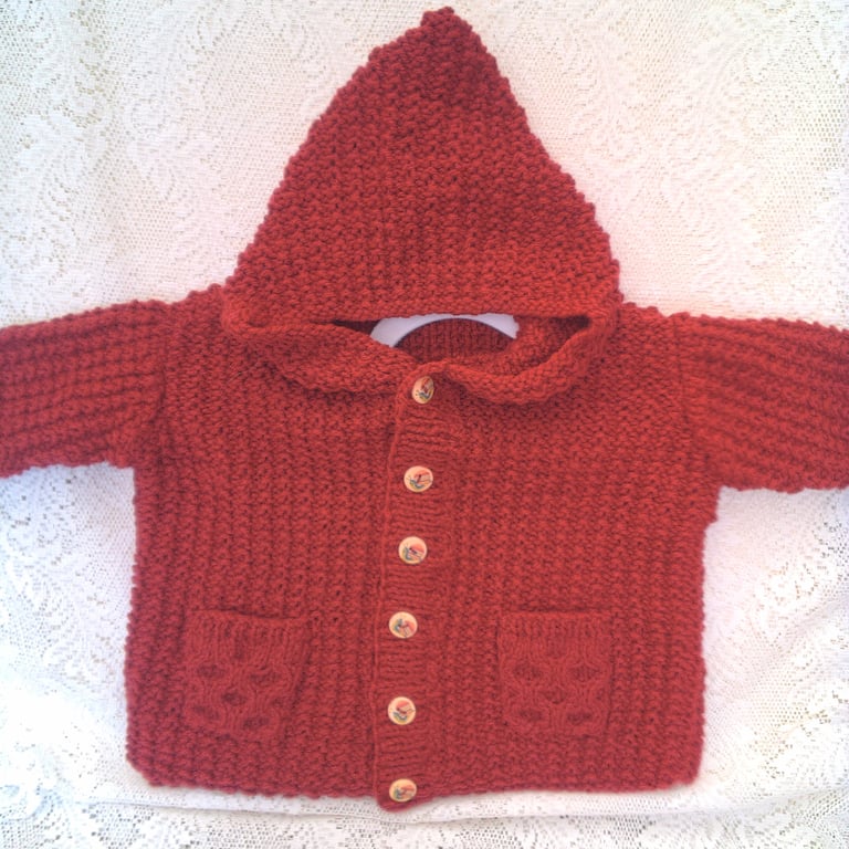 Hand Knitted Baby's Duffle Coat, Baby Shower Gift, New Baby Gift