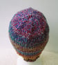 Multi coloured stripey chunky beanie hat for an adult - Image 3