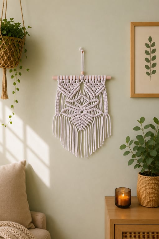 White Macrame Wall Hanging.