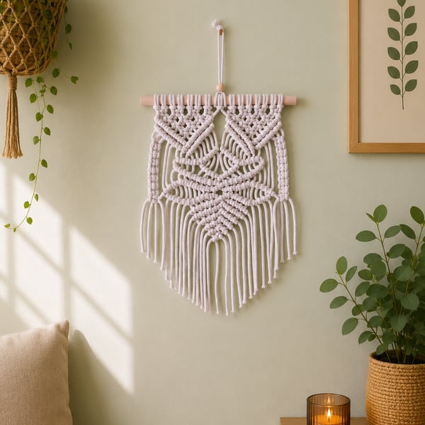 White Macrame Wall Hanging.