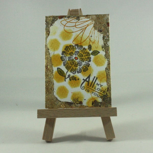 Abstract, mixed media ACEO - All My Love
