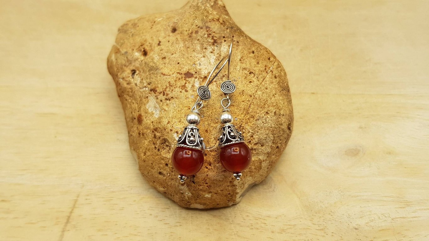 Red Carnelian cone earrings. July birthstone. 17th anniversary gemstone