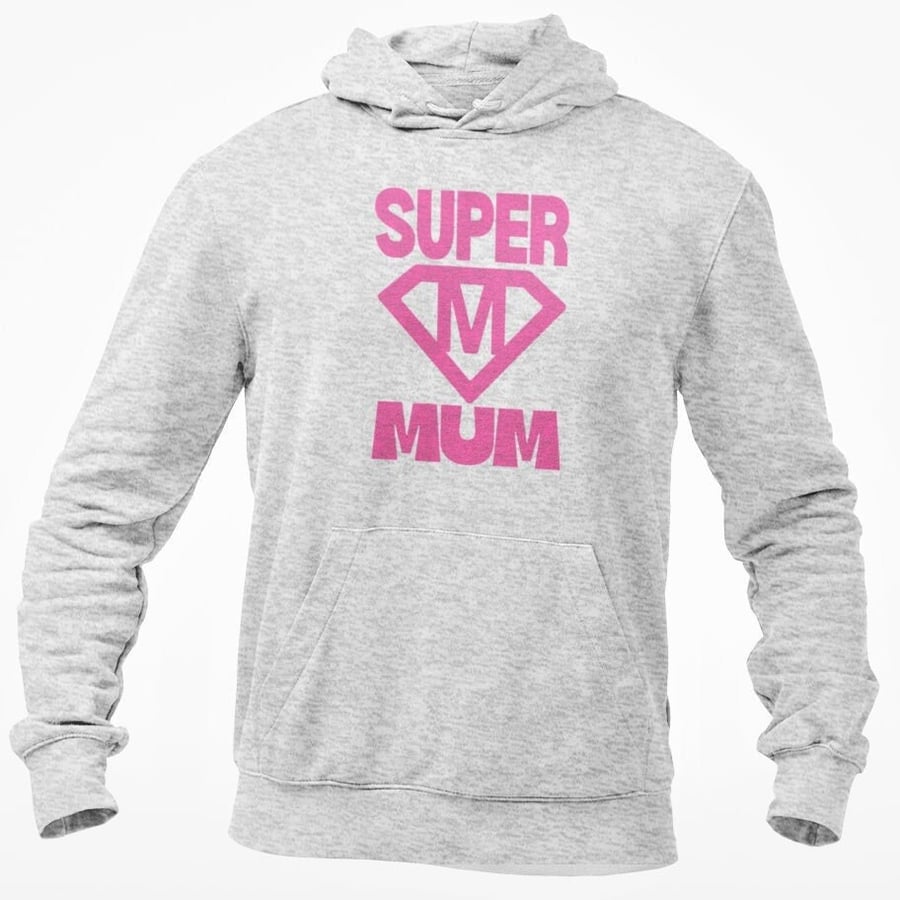 Super Mum Hooded Sweatshirt Funny Mothers Day Birthday Present Novelty Christmas