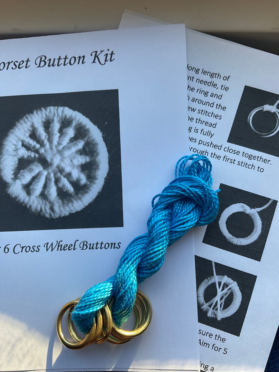 Kit to Make 6 x Dorset Cross Wheel Buttons, Azure