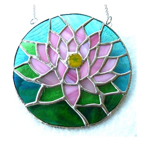 Waterlily Suncatcher Stained Glass 016 Pink Water Lily Flower Gift