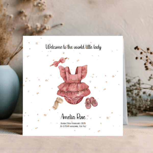 New Baby Girl personalised card - Welcome little lady