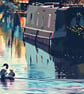 Swan & Narrow Boat Greeting Card A5 - Image 1