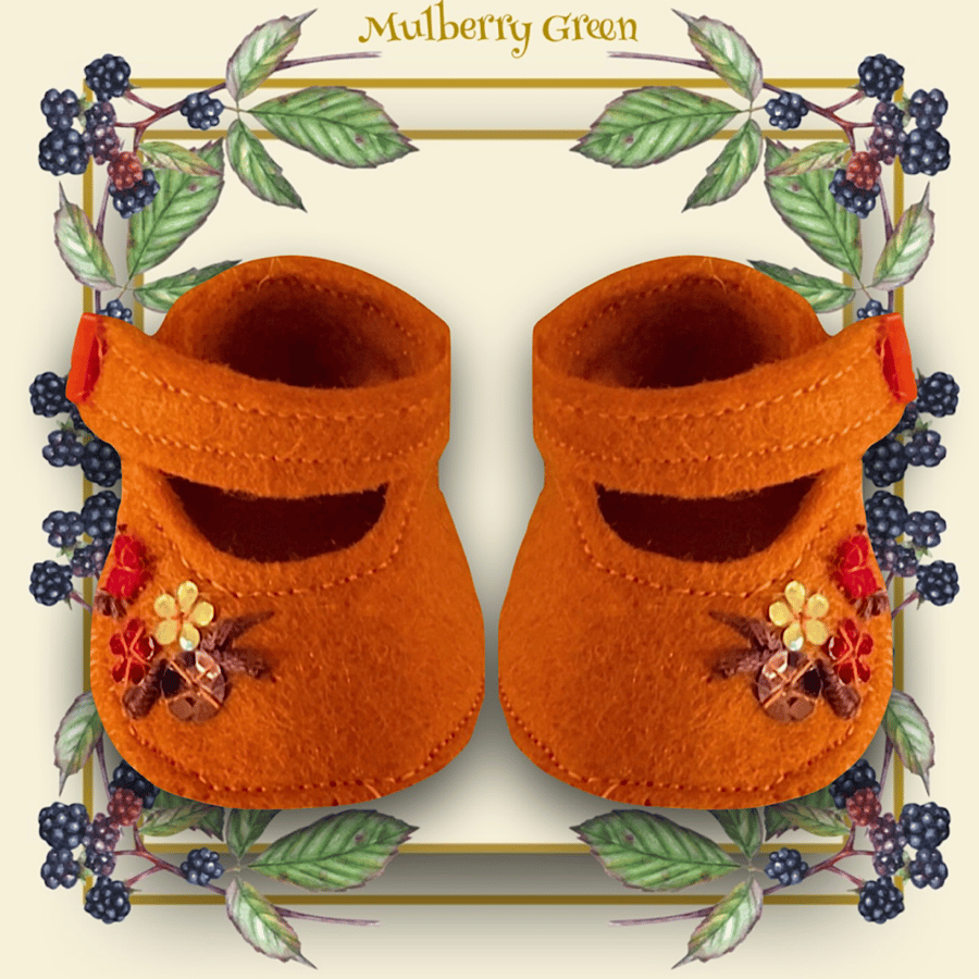 Orange Embroidered Shoes
