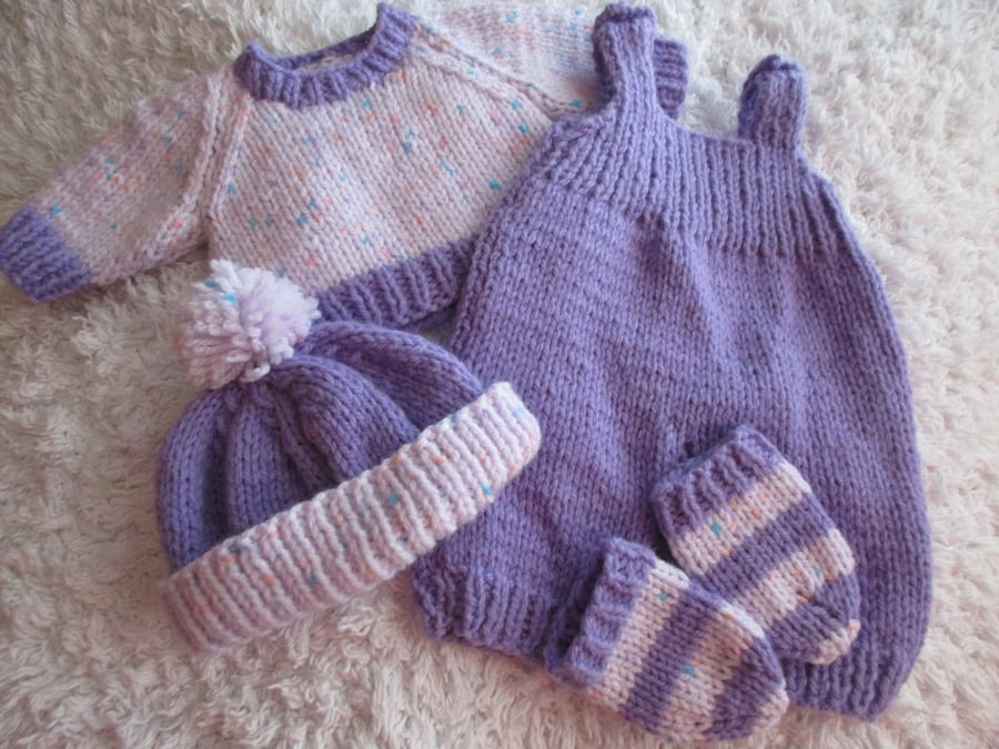 12-14" Baby Dolls Dungarees Jumper Bob Hat & Socks