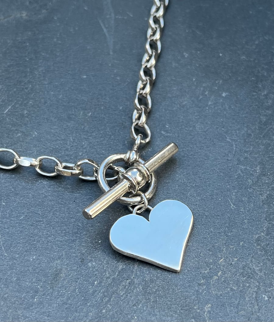 Silver Heart Fob Necklace, silver fob necklace, silver heart necklace, valentine