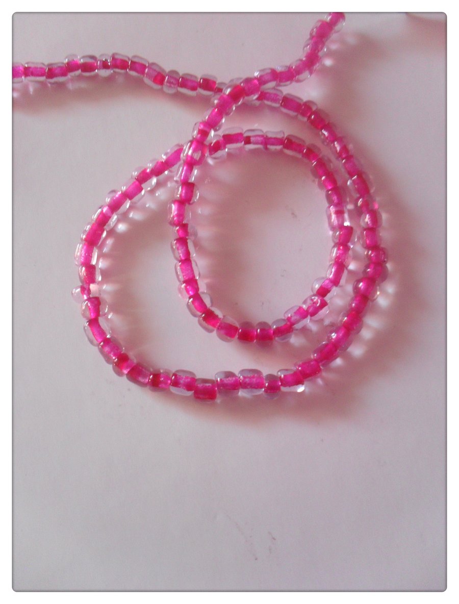 500 x Glass Seed Beads - Colour-Inside - 4mm - Deep Pink 