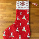Snowflake and christmas rabbit Stocking.