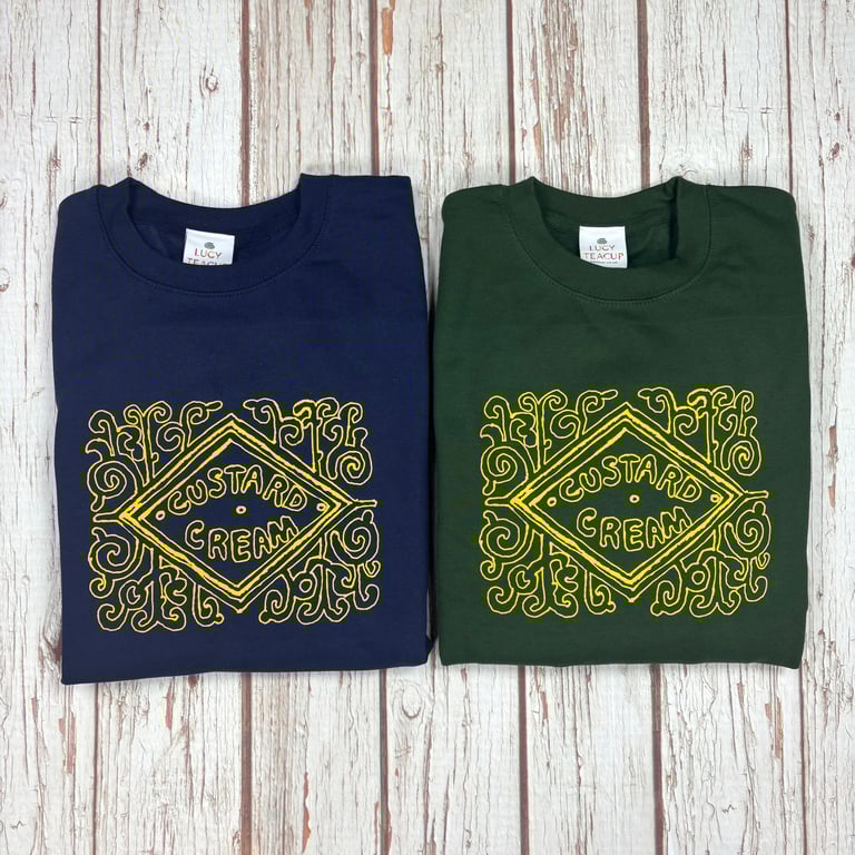 Custard Cream Biscuit sweatshirt. Bright colourful Unisex Fit crew sweater 