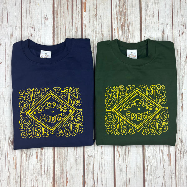 Custard Cream Biscuit sweatshirt. Bright colourful Unisex Fit crew sweater 