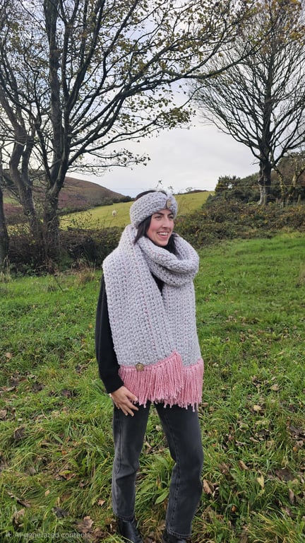 Hat & Scarf , Handmade Crochet, Set