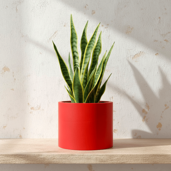 Large Red Round Plant Pot 15 cm, Handmade Indoor Planter