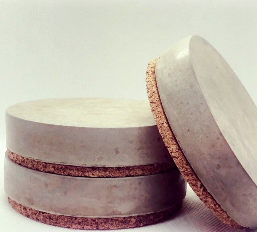 Handmade Concrete Coasters with Cork Bottoms