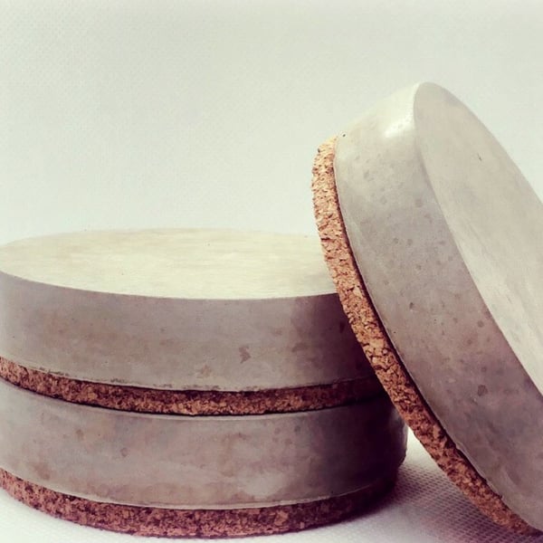 Handmade Concrete Coasters with Cork Bottoms