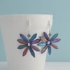 Funky Iridescent Metallic Rainbow Daisy Earrings