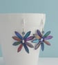 Funky Iridescent Metallic Rainbow Daisy Earrings