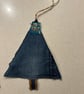 Handmade Christmas Tree Hanging Decoration - Preloved denim