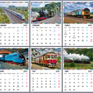 2027 Calendar Mixed Steam Trains & Modern Trains A4 Size Wall Hanging 