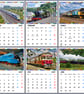 2027 Calendar Mixed Steam Trains & Modern Trains A4 Size Wall Hanging 