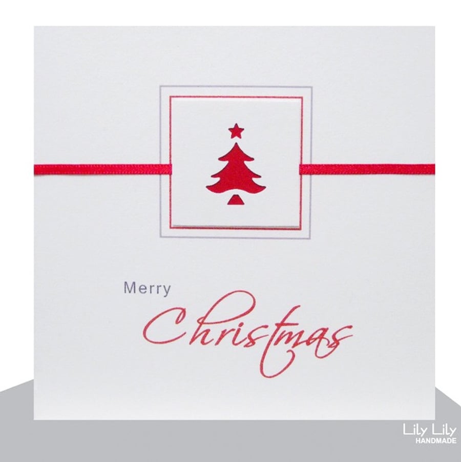 Christmas Card, Christmas Tree (Red), handmade