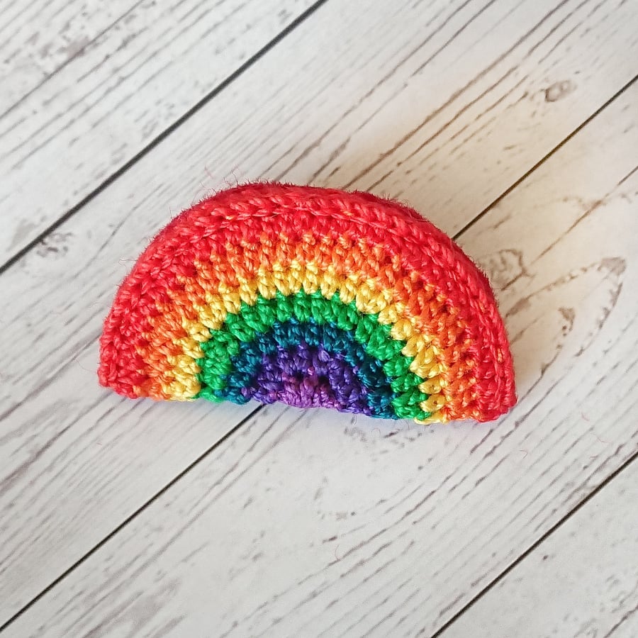 Crochet Rainbow Brooch 