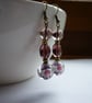 AMETHYST, PINK, SILVER AND BRONZE LAMPWORK BEAD EARRINGS. - Image 1