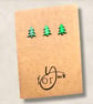 A pair of rustic recycled Christmas cards with red and green tree embellishments - Image 2