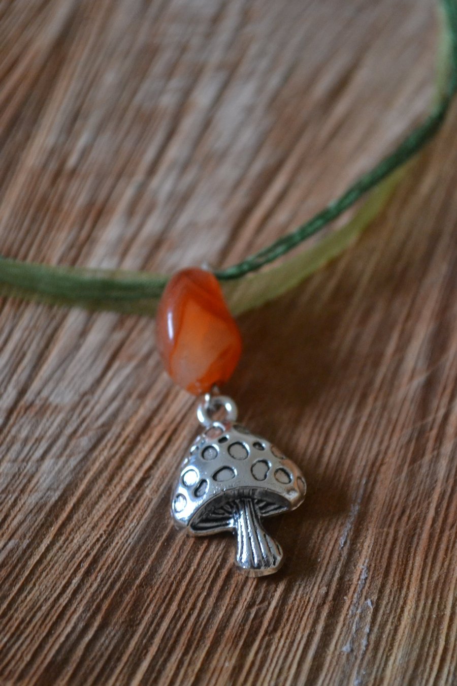 Toadstool necklace with agate polished stone