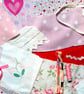 Upcycled slow stitching kit includes fabric, buttons, threads,  lace, ribbon - Image 6