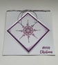 CHRISTMAS  CARDS ( pack of 4 )  Snowflake . Purple , silver. Scandi style. - Image 4