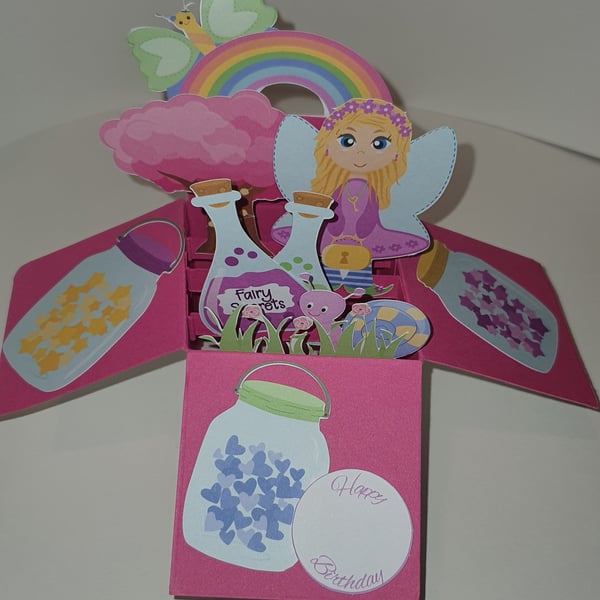 Pink Fairy Birthday Box Card - can be personalised