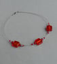 Red Fused Glass Necklace - Bright Red Glass Jewellery  - Simple Red Necklaces - Image 3