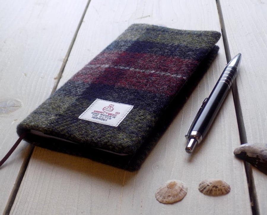 Harris Tweed covered 2018 slim diary in burgundy, midnight blue and green