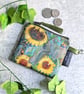 Sunflower print coin purse or pouch 