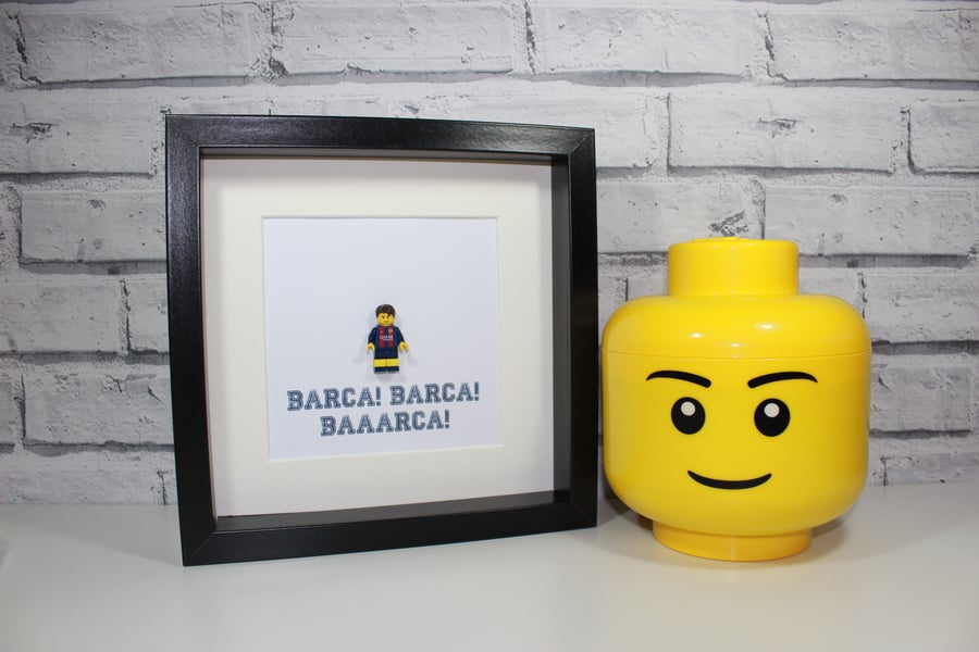 BARCELONA FC - Framed custom minifigure - Lego footballer - Superb art work