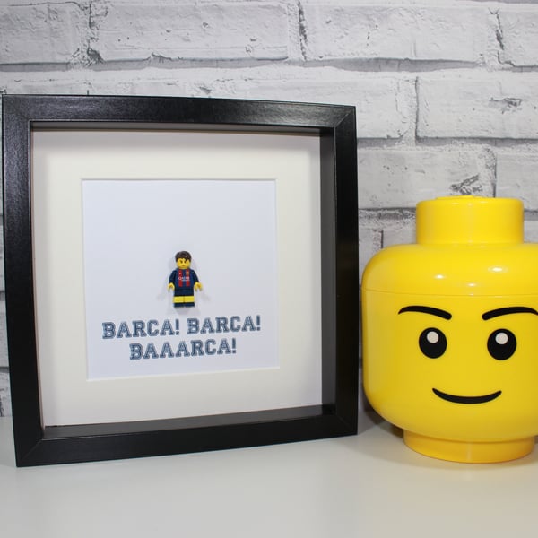 BARCELONA FC - Framed custom minifigure - Lego footballer - Superb art work