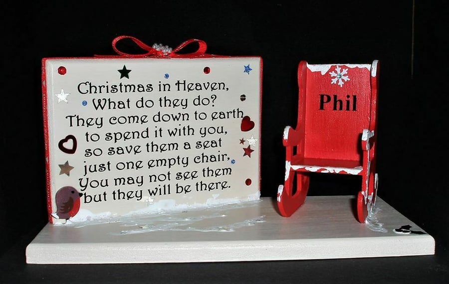 Christmas In Heaven Memory Plaque With Personalised Chair