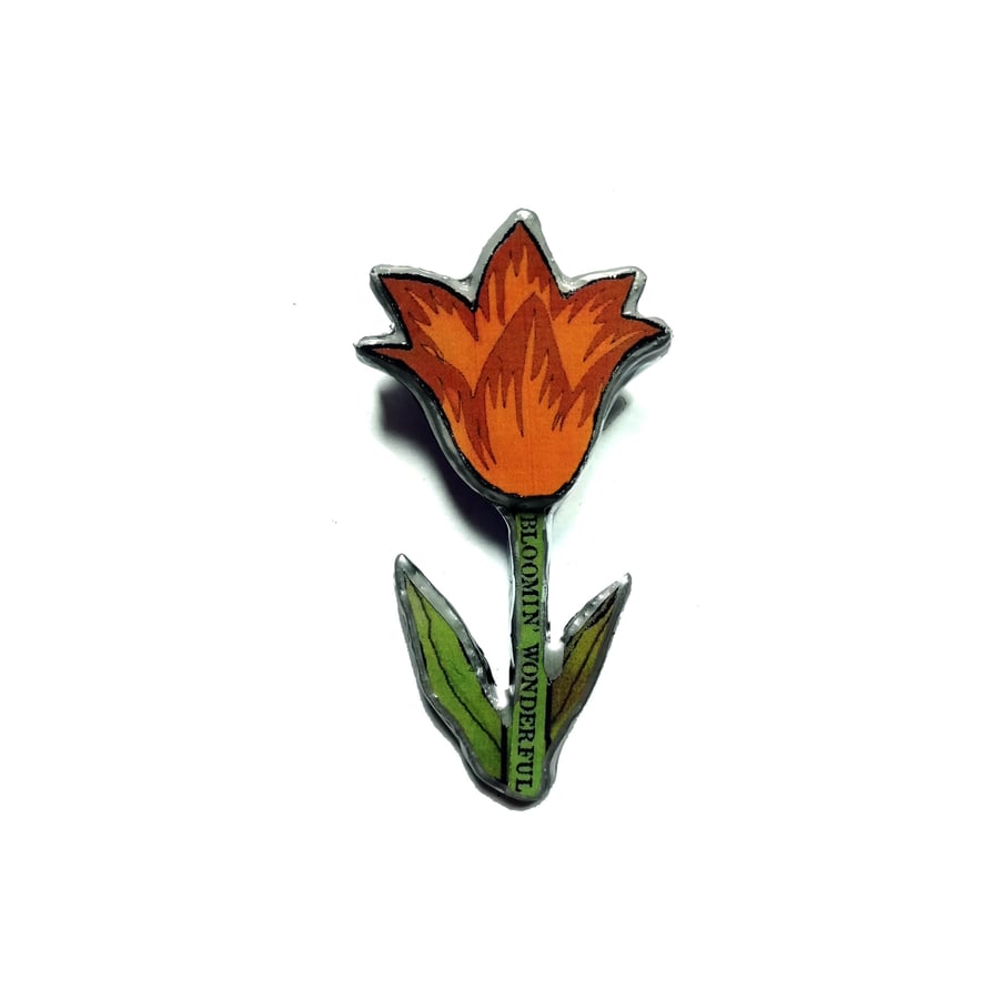 Bloomin' wonderful Layered Tulip Heart Resin Brooch by EllyMental