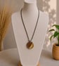 Upcycled Round Wood Pendant & Swinging Steel Ring Wood Jewellery - Image 1