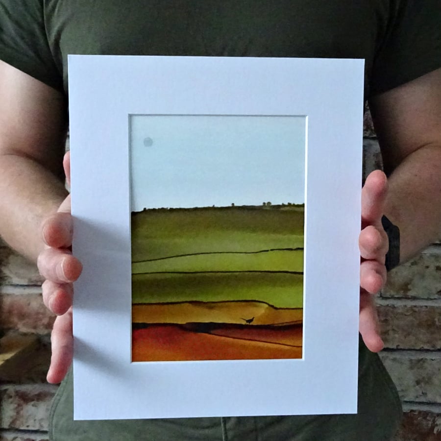 Mounted Giclee Print - Abstract Landscape - Pheasant - Scotland