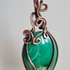 Handmade Large Natural Malachite & Copper Statement Pendant Necklace in Gift Box