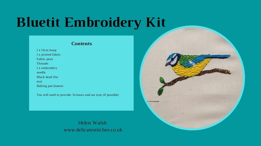 Bluetit Hand Embroidery Kit