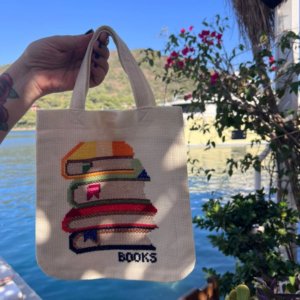 Beautiful Hand-made Book Bag (Books Design)