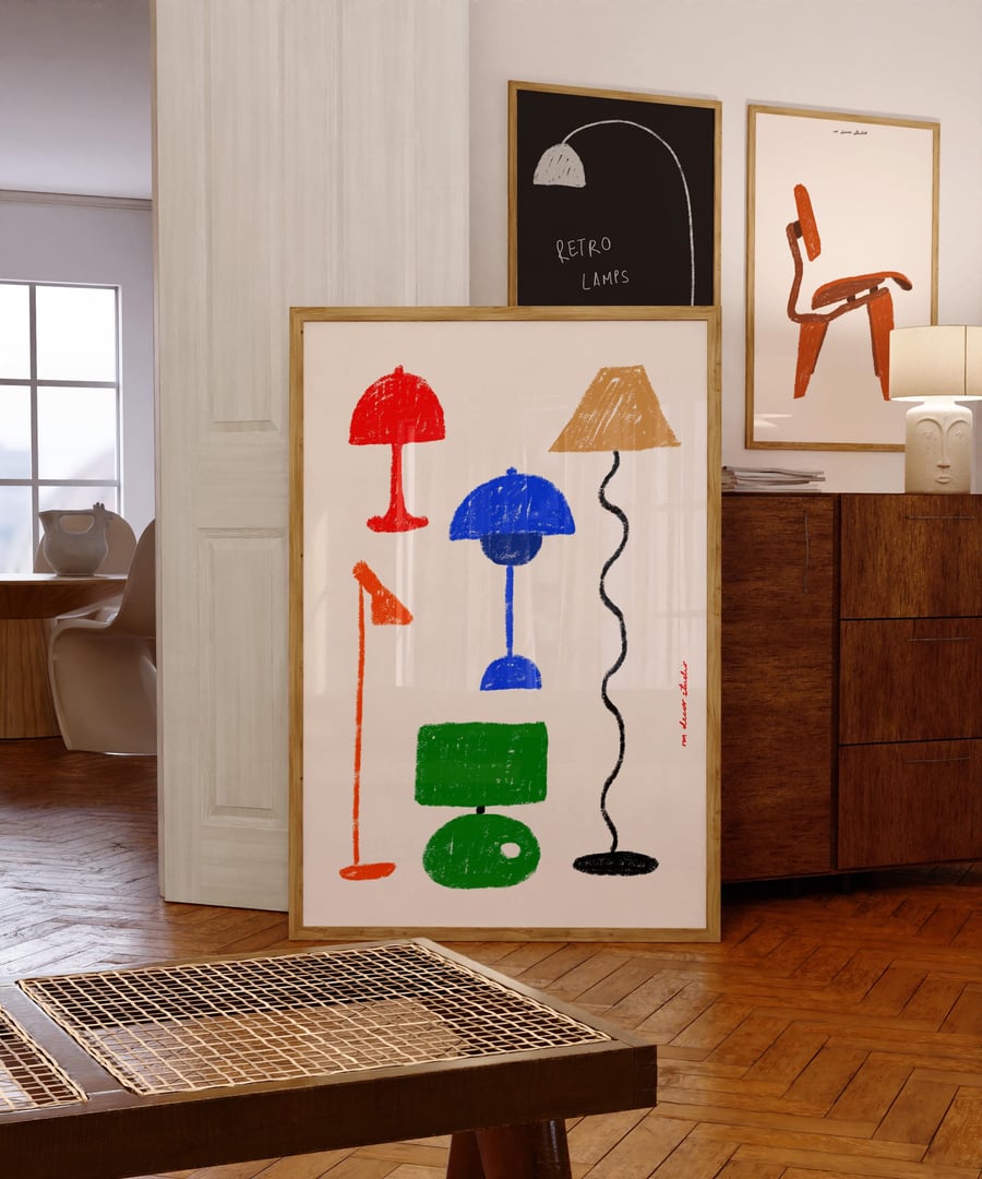 Retro Furniture Series - Lamps Print 1 Art Poster