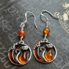 Baltic Amber Cat and the Moon Sterling Silver Earrings 