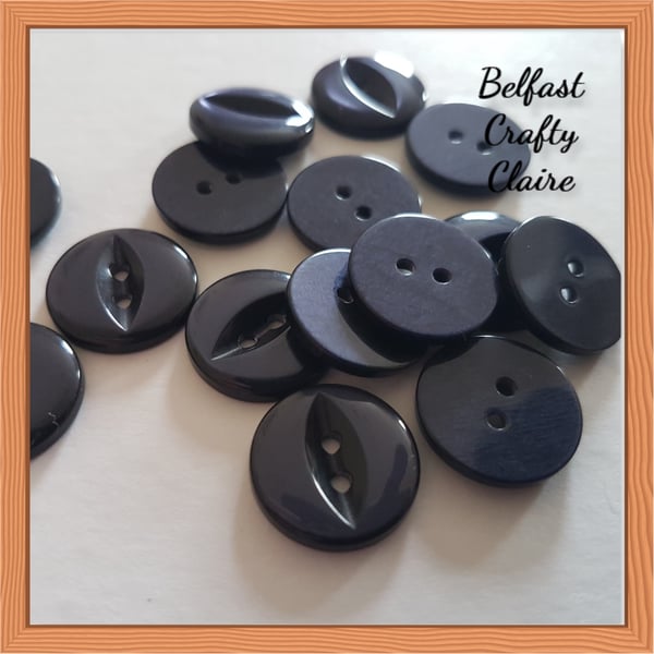 Fish Eye Style - Resin Buttons - NAVY BLUE - 4 Sizes Available